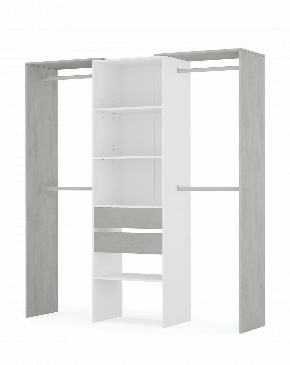 OFFENER KLEIDERSCHRANK Holz-Effekt Weiß, Zement 50x179h202 - Weiß, Holzwerkstoff (179/202/50cm) - DMORA