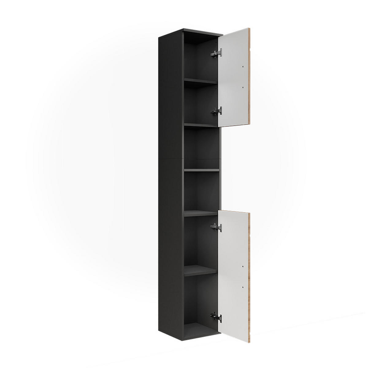 HOCHSCHRANK Irma Anthrazit/Artisan 30 x 190 cm mit 2 Türen - Anthrazit/Eiche Artisan, Holzwerkstoff (30/190/30cm) - Vicco