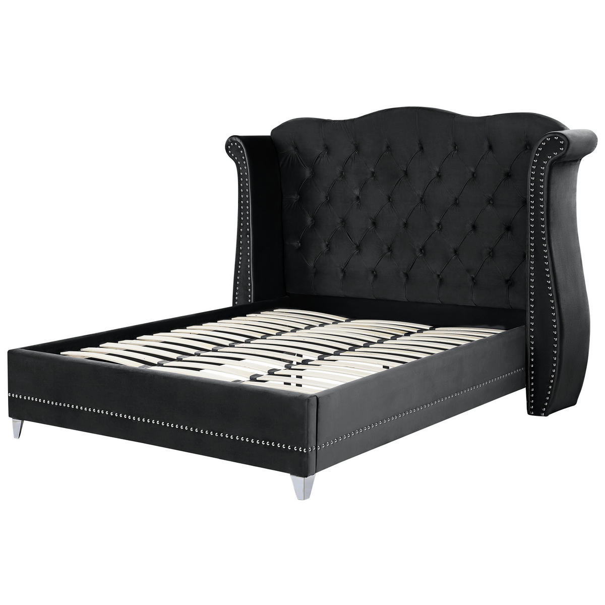 POLSTERBETT 180/200 cm Schwarz Ayette - Schwarz, Textil (180/200cm) - Beliani