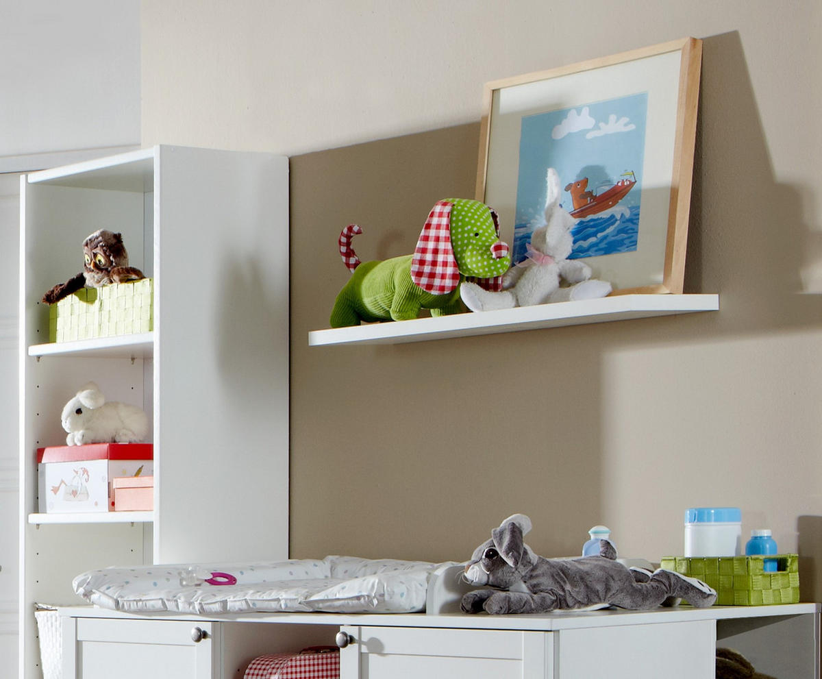 BABYZIMMER-ZUBEHÖR: Wandboard, Hängeregal B78/H3/T25 cm, Landhausstil Weiß / 22800-05 - Weiß, Holzwerkstoff/Metall (78/3/25cm) - luma-home