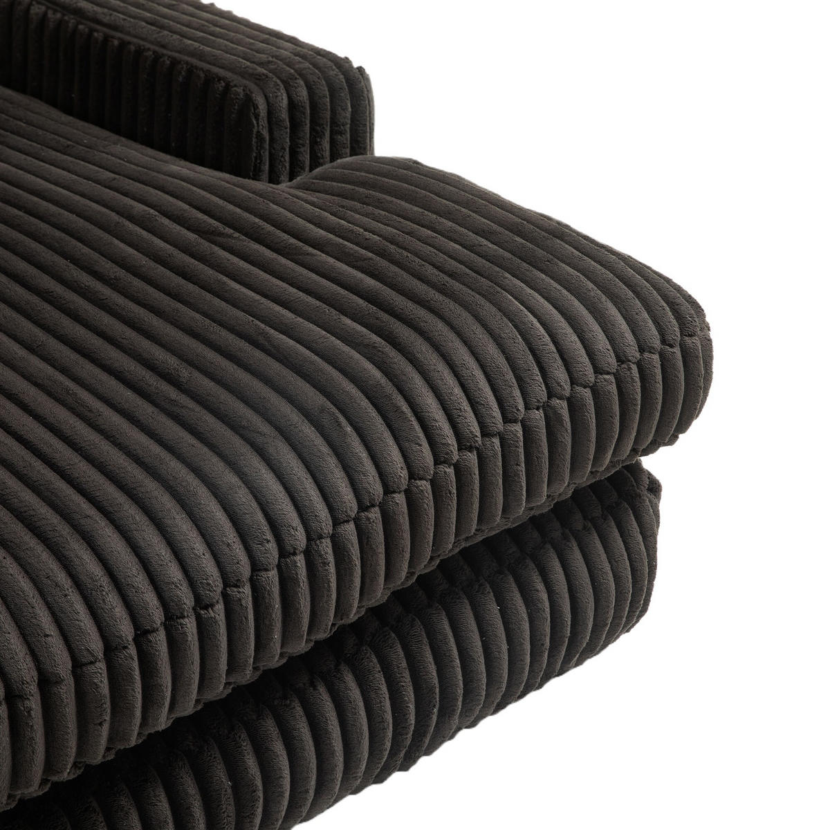 SCHLAFSOFA Relaxliege mit 3 Zierkissen,Lounge Sofa,Polstersofa,Cord,Schwarz - Schwarz, Textil (125/63/155cm) - LVHOM