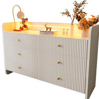 SIDEBOARD 120/40/75 cm Weiß aus Metall und Spanplatte mit LED-Beleuchtung - Weiß, Holzwerkstoff (40/75/120cm) - OKMYHOME