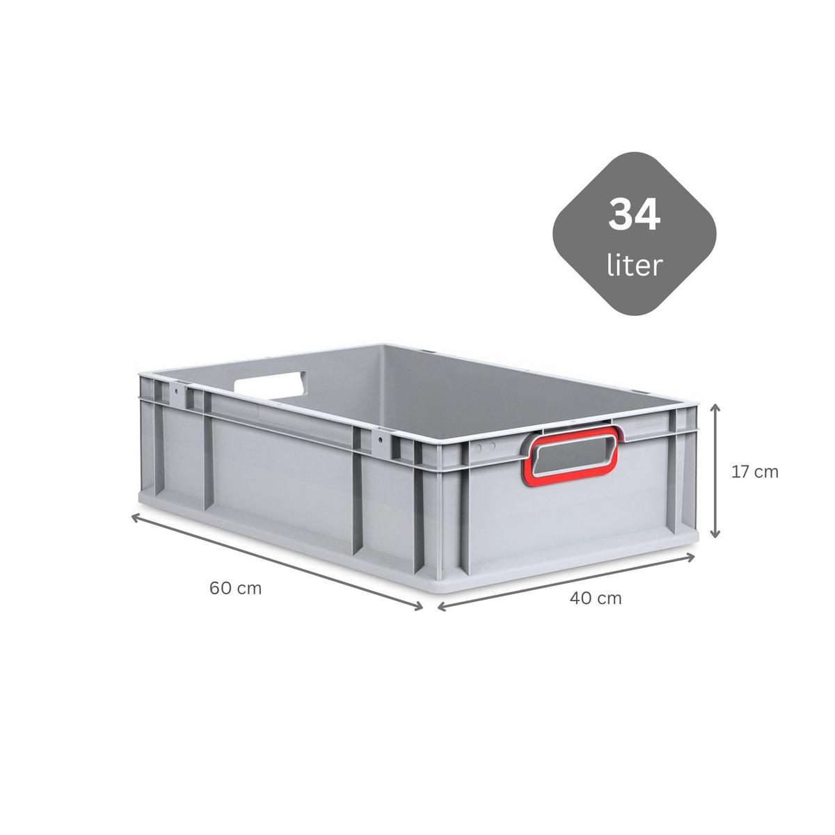 EUROBOX Nextgen Color 17x40x60cm 34 Liter Griffe Rot Offen - Rot, Kunststoff (40/17/60cm) - PROREGAL