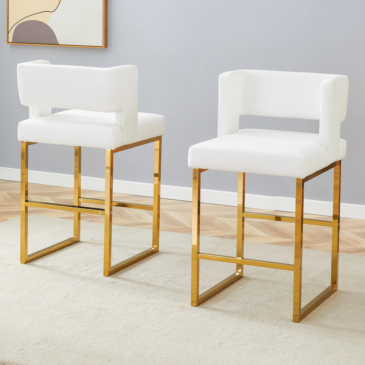 BARHOCKER DE-36488 2er Set mit quadratischem Design Weiß - Weiß, Metall (53.3/91.4/48cm) - ComfortXL