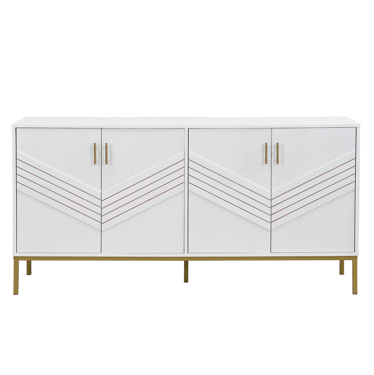 SIDEBOARD z MDF, 160/40/80,5 cm bílý/dekor dřeva se 4 dvířky - bílá, kompozitní dřevo (40/80.5/160cm) - BEAOK