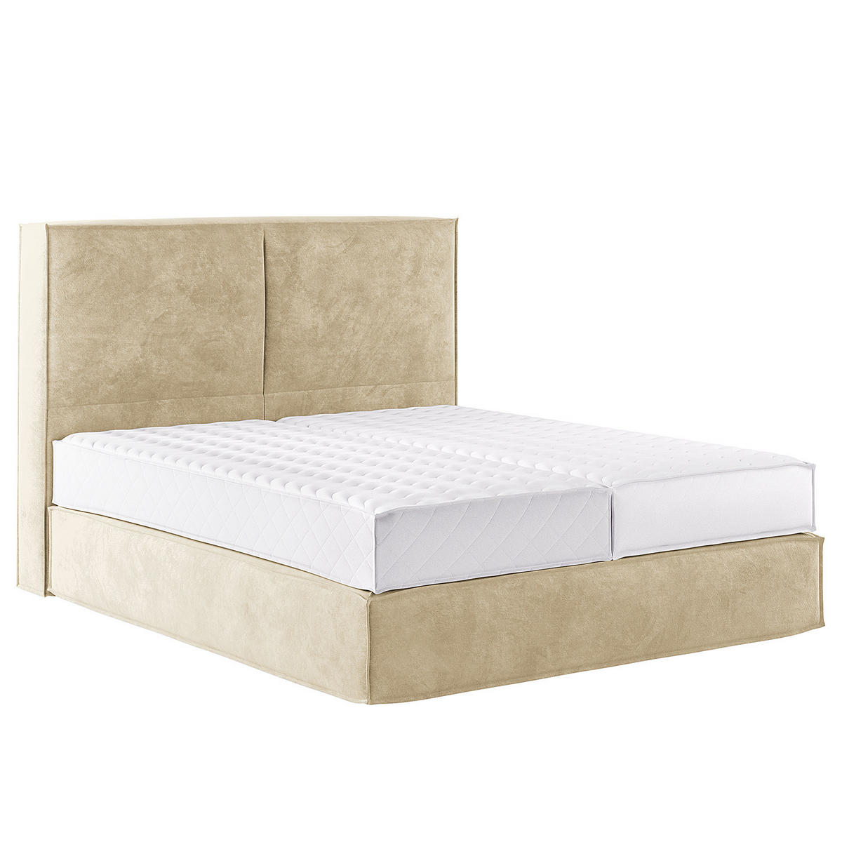 BOXSPRINGBETT mit Kopfteil - Premium - Beige, Textil (200/200cm) - home24