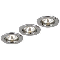 LED EINBAUSTRAHLER Metall Chrom Silber rund 3er Set - Silberfarben, Metall (8/8/13cm) - Globo Lighting