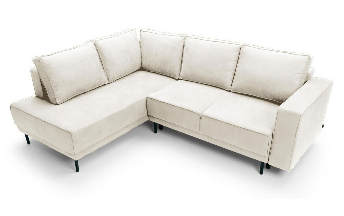 ECKSOFA Rodario Hellbeige Velours - Ecru/Schwarz, Textil/Metall (247/187cm) - Selsey