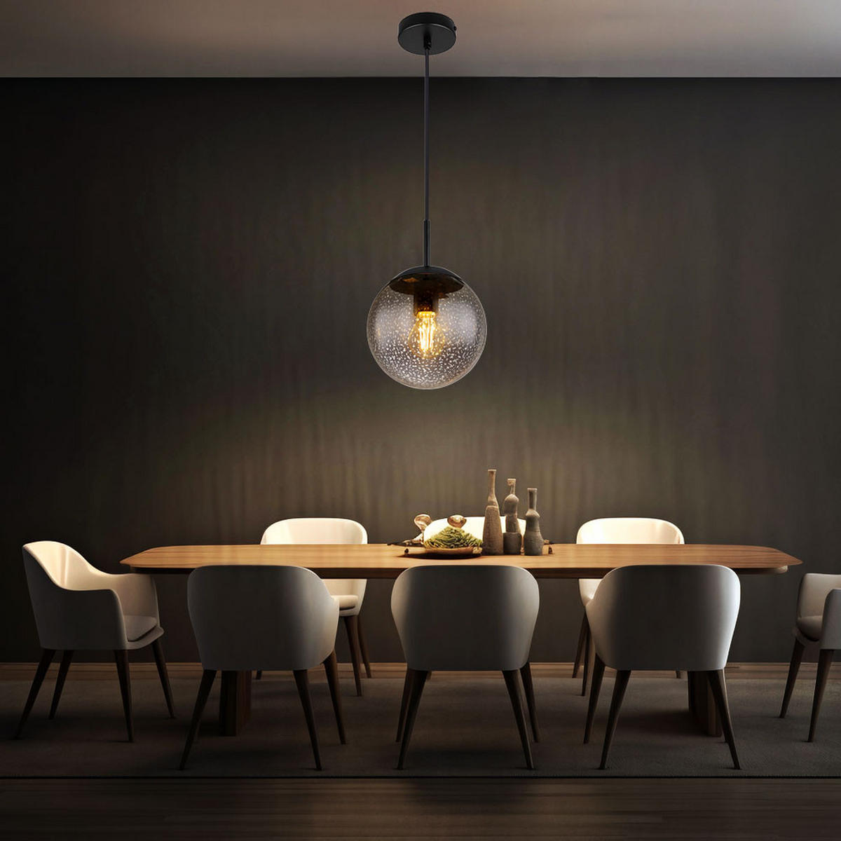 LED HÄNGELEUCHTE Rauchglas Schwarz - Schwarz, Glas (20/20/120cm) - Globo Lighting