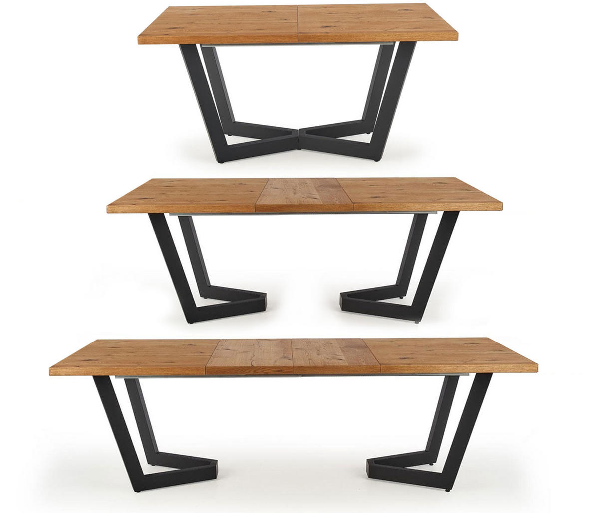 ESSTISCH Massive Wildeiche / schwarz 250 / 90 / 77cm - Wildeiche/Schwarz, Holz/Holzwerkstoff (90/250/77cm) - Feldmann-Wohnen