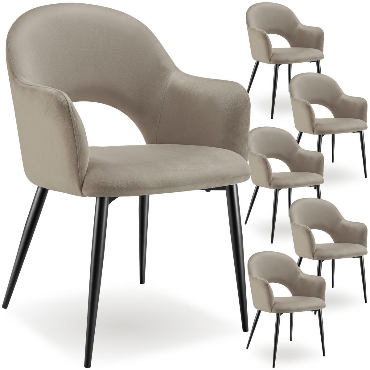 ARMLEHNSTUHL 6er Set Sachel 57 x 61 5 x 87 5 cm taupe - Taupe, Kunststoff (57/87.5/61.5cm) - tectake