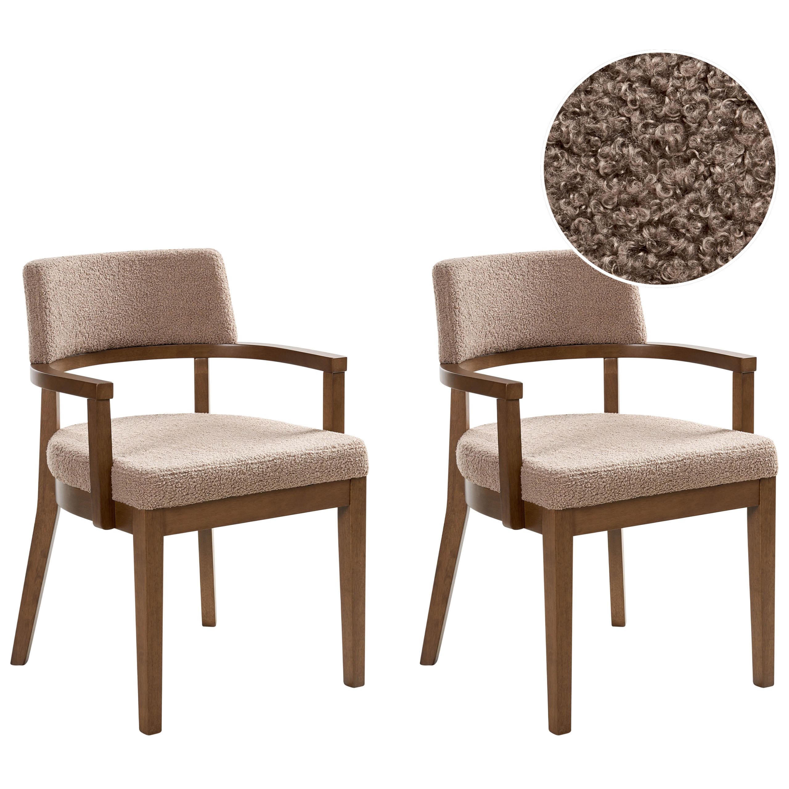 ESSZIMMERSTUHL 2er-Set Beige Taupe - Beige/Dunkelbraun, Textil (59/82/56cm) - Beliani