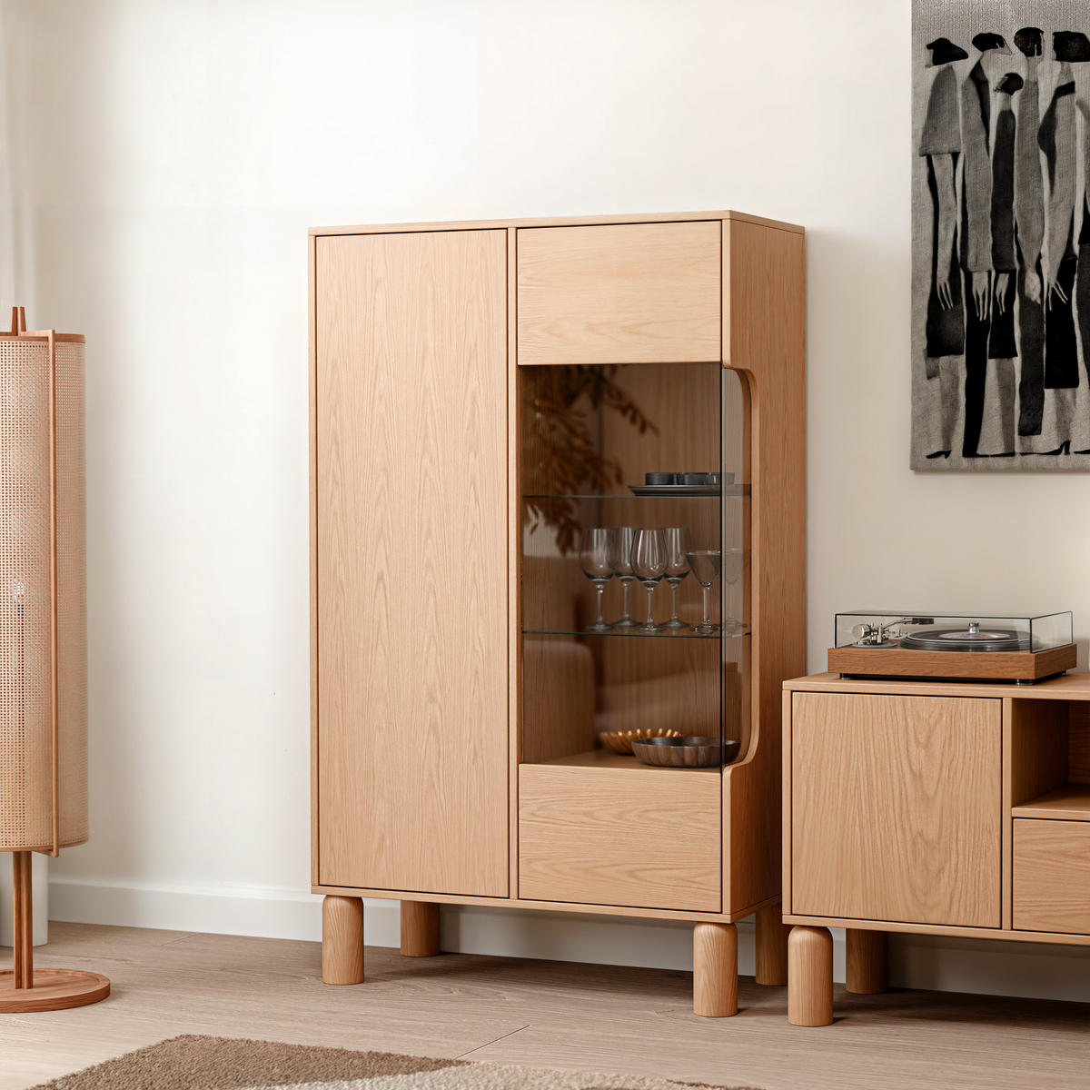 VITRINE SENA 145 cm Eiche Bookmatch - Eichefarben, Eichenholz/Holzwerkstoff (89/145.7/40.5cm) - Idohome