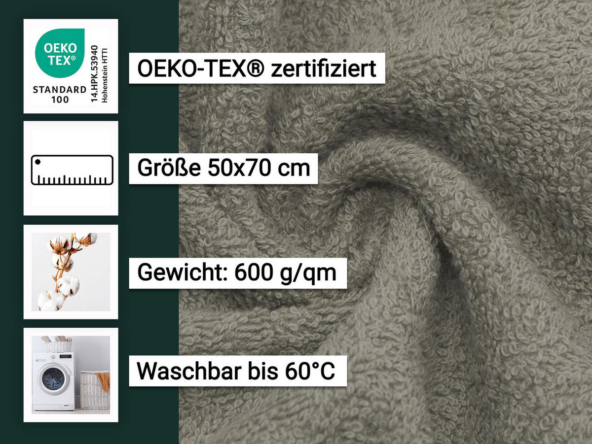 BADEMATTE, 2er-Set, 50x70 cm, 100% Baumwolle - Taupe, Textil (50/70cm) - Zollner