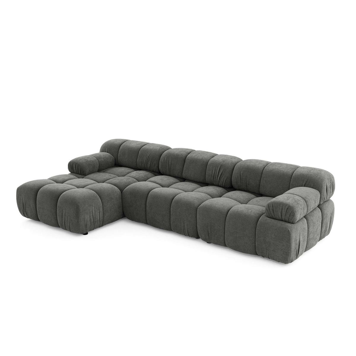 MODULARES Ecksofa MOMENTUM L, Links, Breite 282 cm, strukturierter Stoff, Dunkelgrau - Chromfarben/Dunkelgrau, Holz/Textil (282/155cm) - Muffo