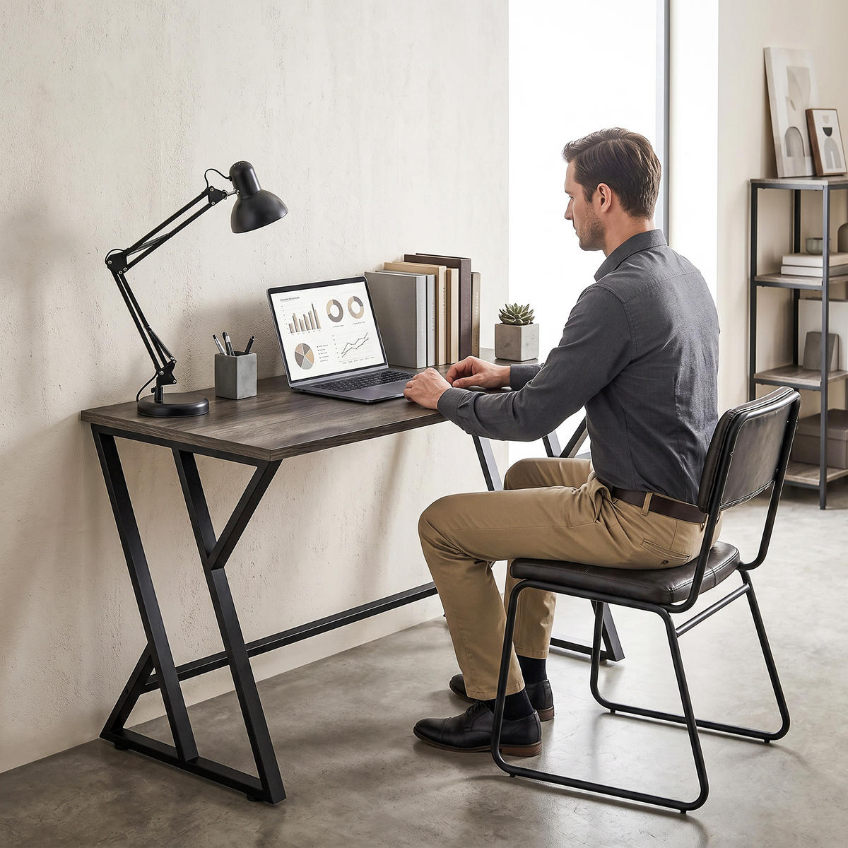 SCHREIBTISCH Grau 60.0/120.0/76.5 cm - Grau, Holzwerkstoff (60/120/76.5cm)