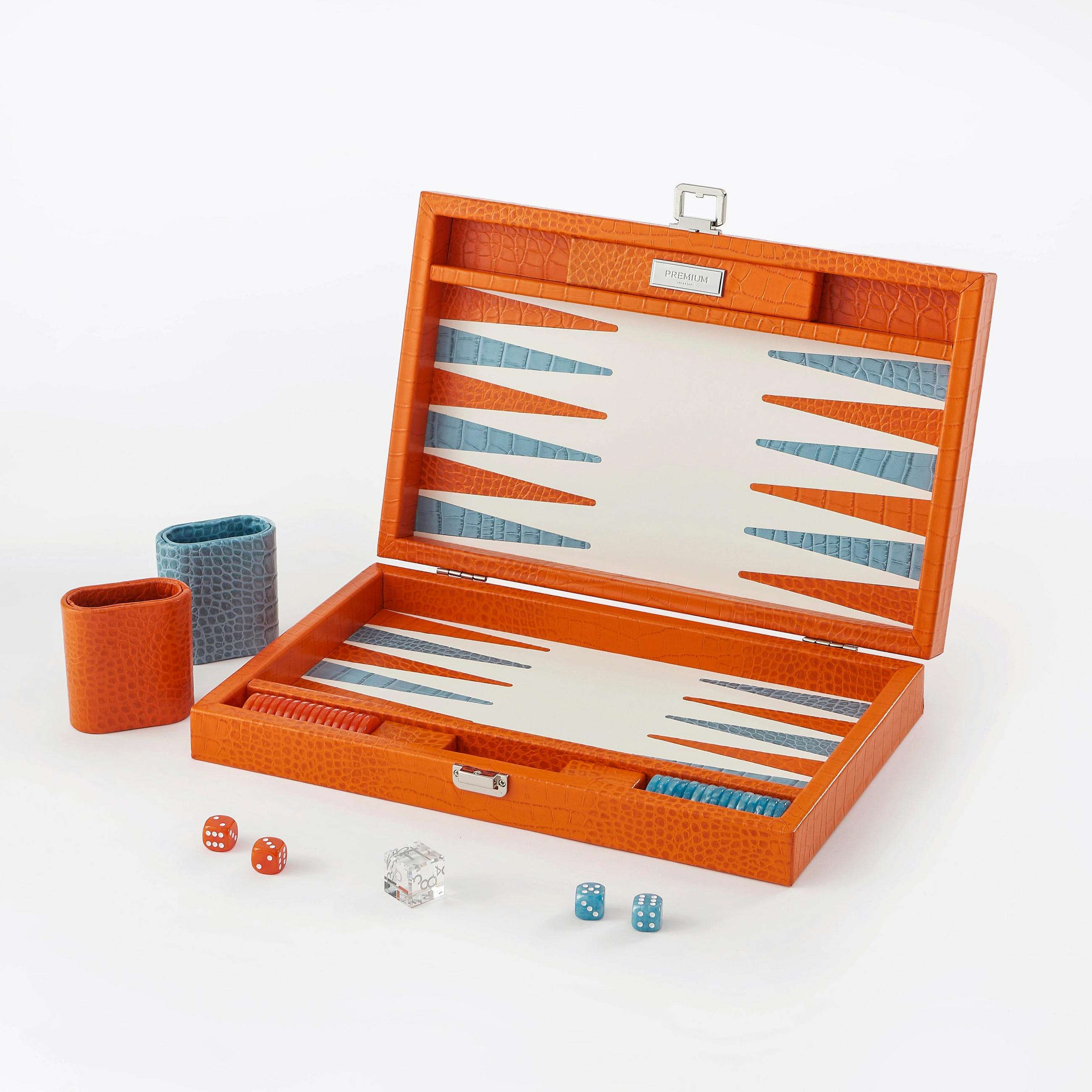 BACKGAMMON – Mittel BACKGAMMON Leder Sonnenorange 38cm - Orange, Leder (38/24cm) - Premium Interiors