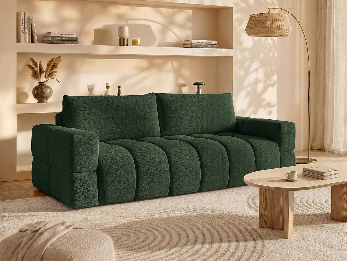 SCHLAFSOFA - 4 Personen-Sitzer - Stoff - Grün - - Grün, Textil (235/90/105cm) - Vente-Unique