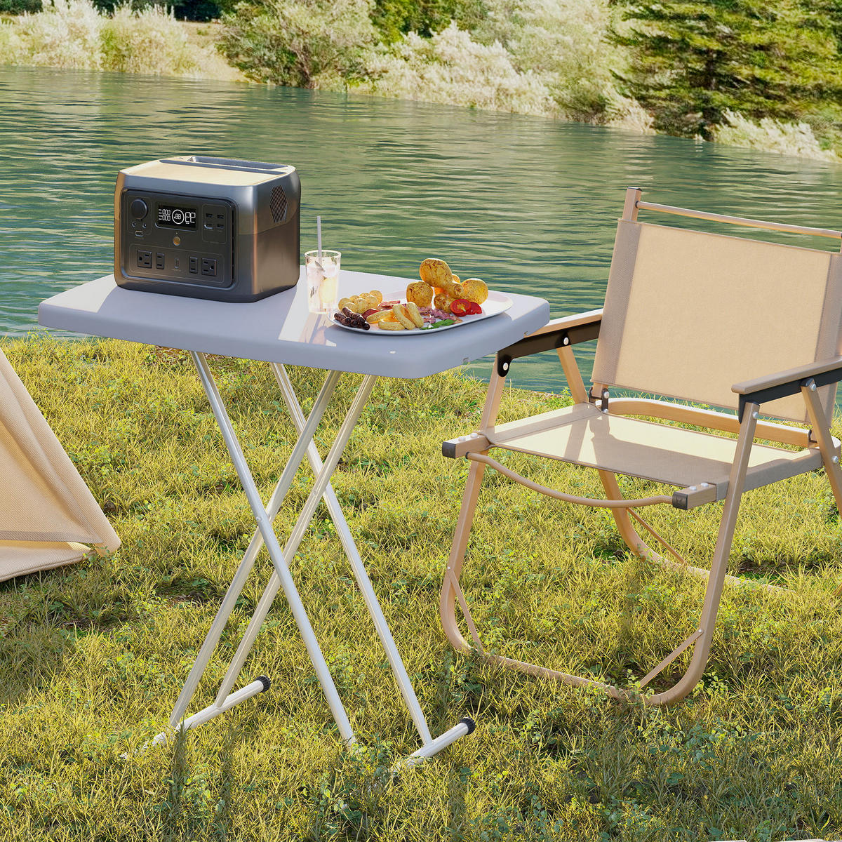 GARTENKLAPPTISCH DE-14193 höhenverstellbar 6-Stufen Grau - Dunkelgrau, Kunststoff (76/50/74cm) - ComfortXL