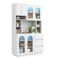 KÜCHENSCHRANK Sideboard, Acryltüren, APP-LED, MDF Weiß, Küche & Wohnzimmer, 106/175/30 cm - Weiß, Kunststoff (30/175/106cm) - Rolipo