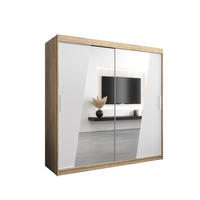 SCHWEBETÜRENSCHRANK 200/200/62 2-türig - Silberfarben/Weiß, Holz/Kunststoff (200/200/62cm) - Abiks Möbel