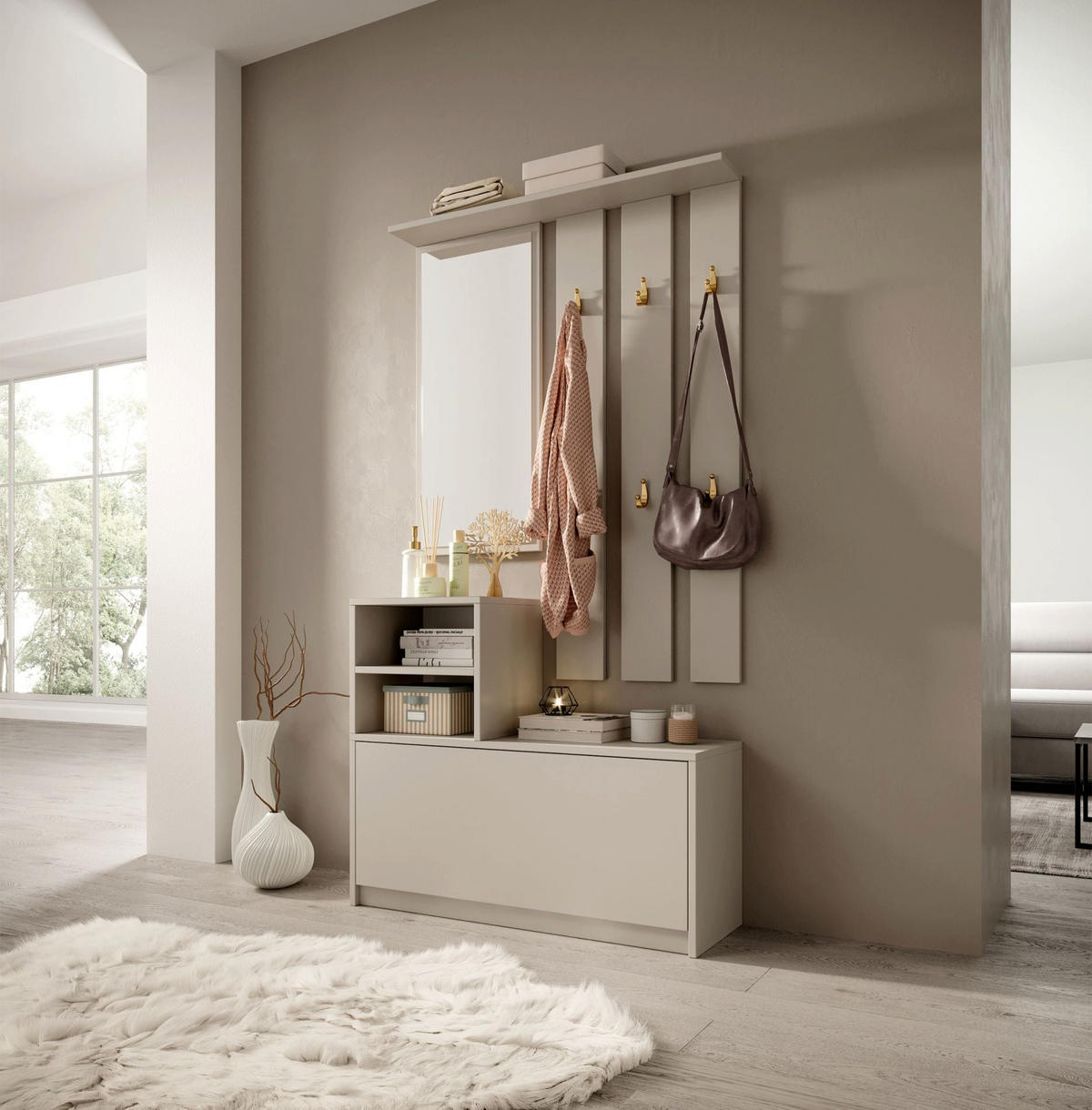 FLURMÖBEL-SET Yesfir Greige - Taupe, Holzwerkstoff (85/160/24cm) - Selsey