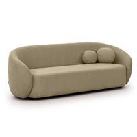 3-SITZER-SOFA Roundi Beige Bouclé - Beige/Schwarz, Holz/Kunststoff (208/76/80cm) - S-Style Möbel