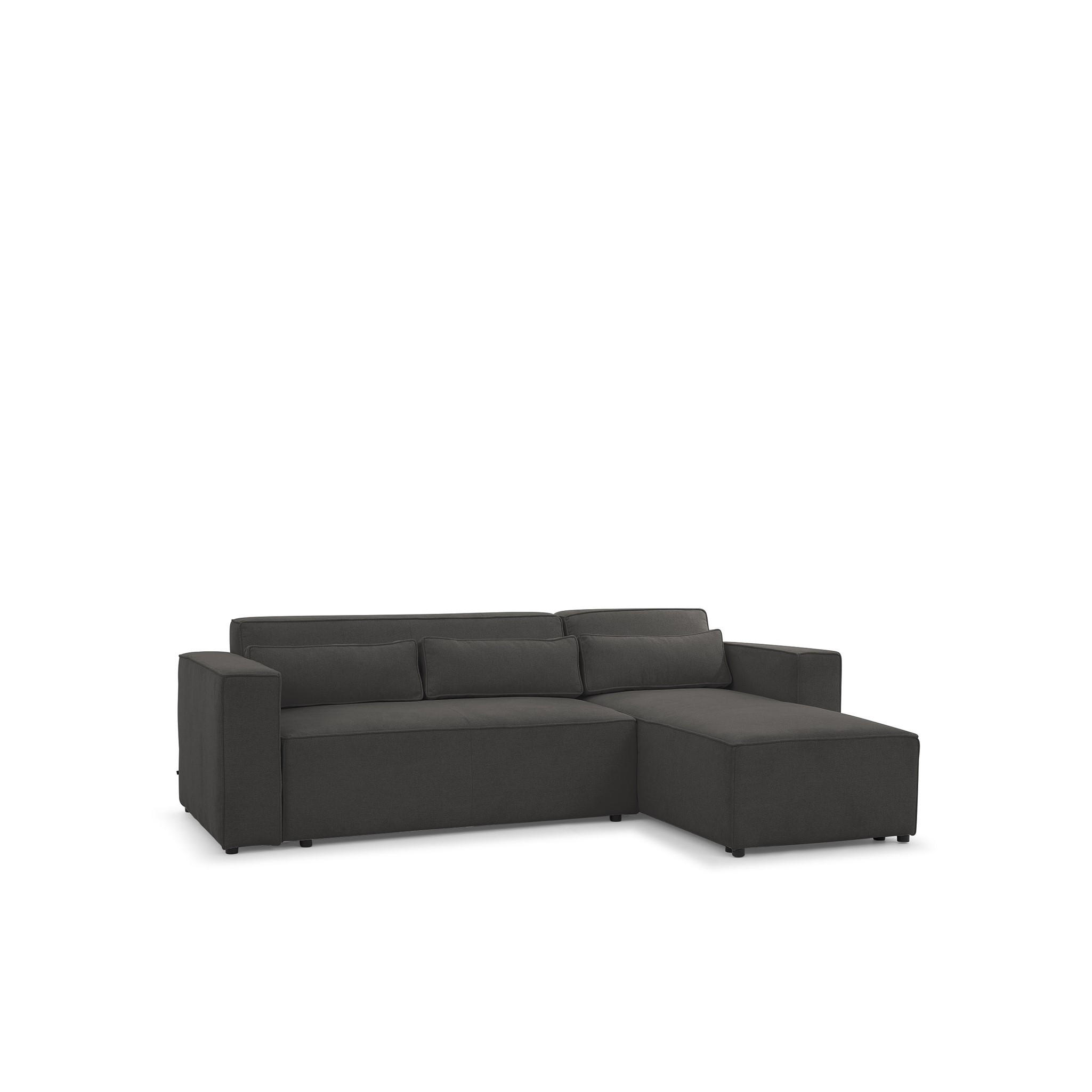 ECKSOFA Schlafsofa Waldo In Stoff Poso - Schwarz, Holzwerkstoff/Textil (260/173cm) - Fun Möbel
