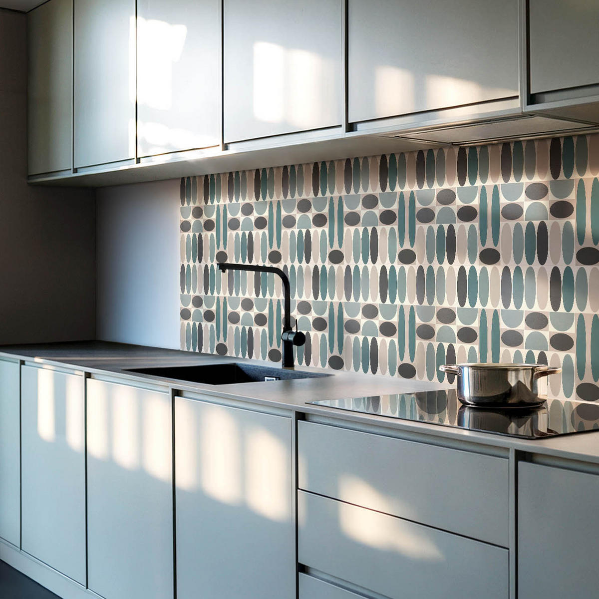 WANDPANEEL 6x 60x30 cm selbstklebend Ovalis - Petrol, Kunststoff (30/1.6/60cm) - Wallfluent