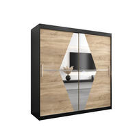 SCHWEBETÜRENSCHRANK 200/200/62 2-türig - Silberfarben/Schwarz, Holz/Kunststoff (200/200/62cm) - Abiks Möbel