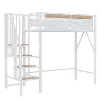 HOCHBETT 90/200 cm in Weiß mit Stauraum, Sicherheitsleiter und Fensterdesign - Weiß, Holz/Metall (90/200cm) - STILVORA