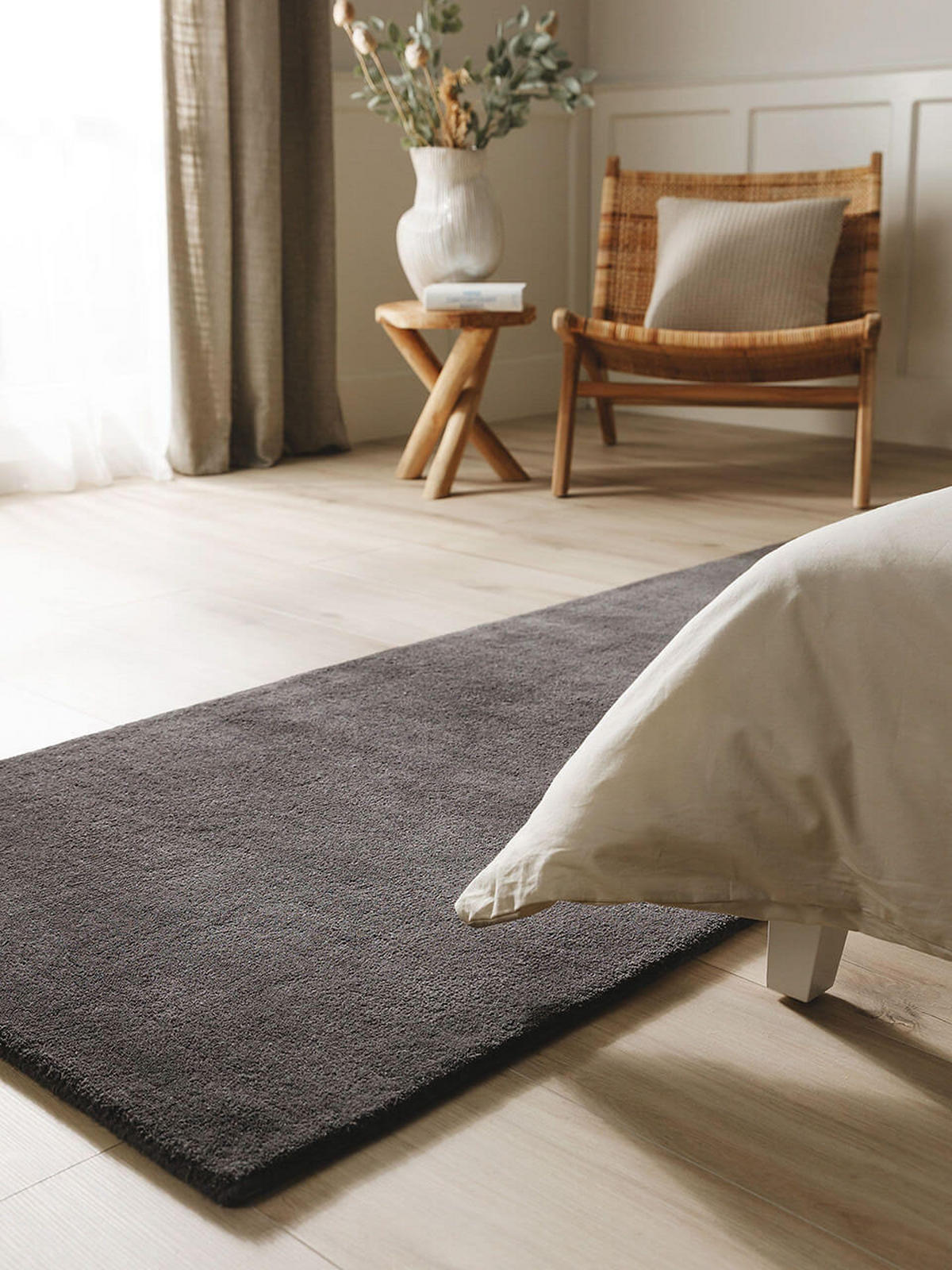 WOLLTEPPICH-LÄUFER Bent Anthrazit 70x200 cm - Grau, Textil (70/1cm) - KUNSTLOFT