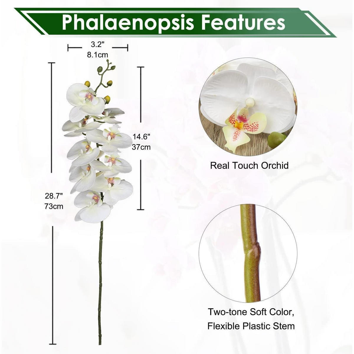 KÜNSTLICHE Orchidee 87.8 cm Weiß 4 PCS - Weiß, Kunststoff (73cm)