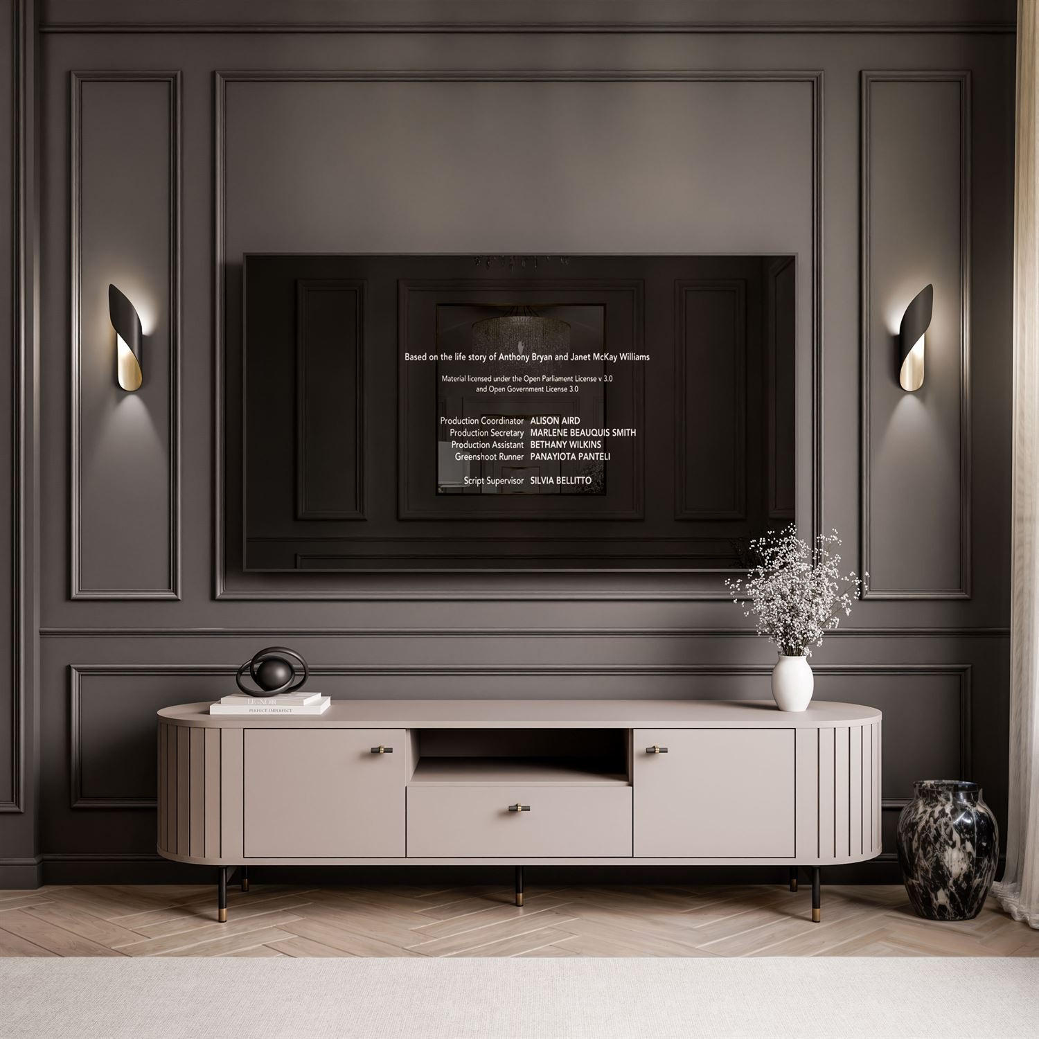 Thumbnail - Lookway Tv-Element, Kaschmir, Holzwerkstoff, 180x49x40 cm, Wohnzimmer, TV Möbel, TV-Racks