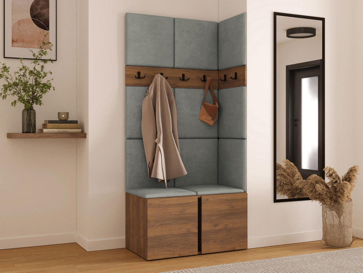 MOBILIER PENTRU HOL Orion I - culoare lemn de nuc/gri, material plastic/compozit lemnos (84/186/46cm) - MIRJAN24