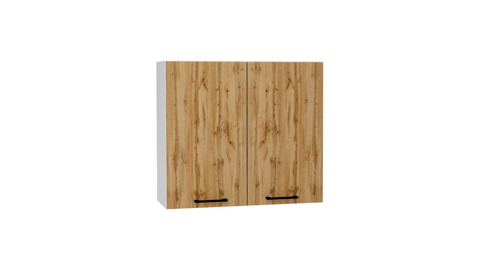 HÄNGESCHRANK W80 ( S1600/107 ) – BONO – Stilvolle Wandlösung – Gold / Eiche - Eichefarben, Holzwerkstoff (80/72/30cm) - ROYAL24_MARKT