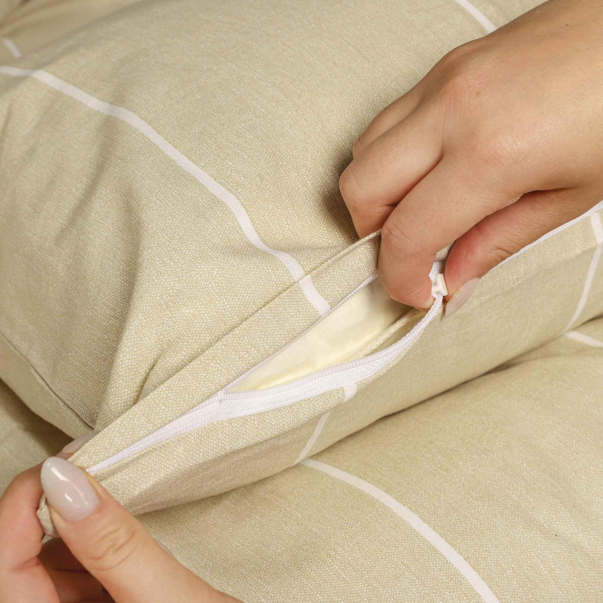 RENFORCÉ KISSENBEZÜGE HARPLINES - Beige, Textil (40/40cm) - Esprit