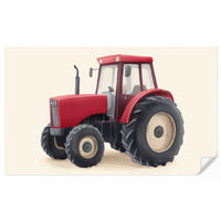 KINDERTAPETE - Traktor - Minimalistisch - Illustration - Rot - 500x300 cm - Rot, Papier (500/300cm) - OnlyWow