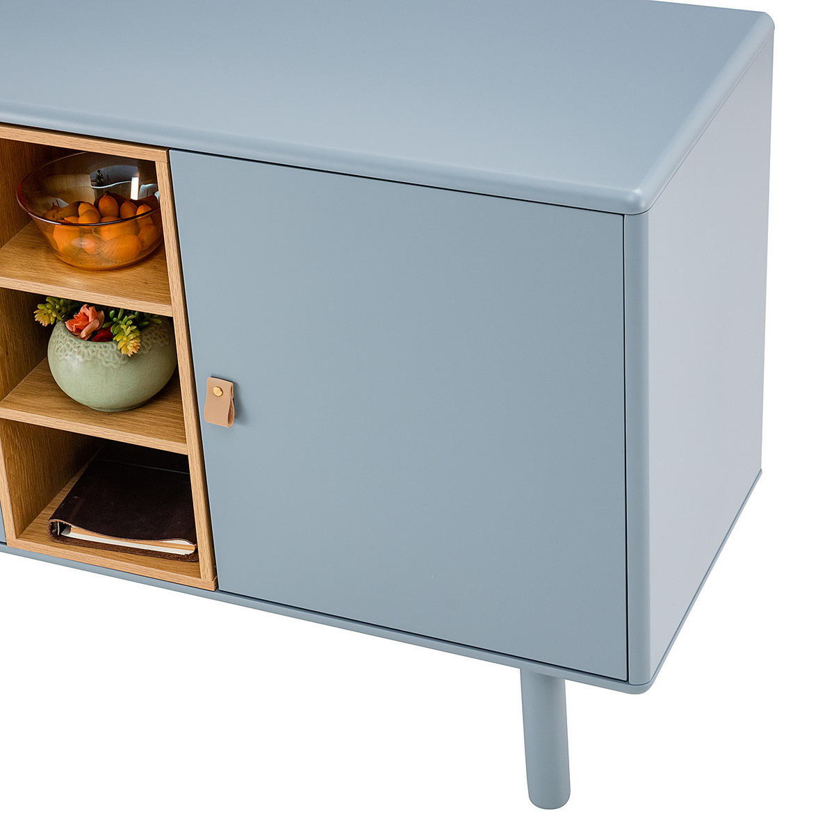 SIDEBOARD - 140 cm - Blaugrau/Braun, Holz/Holzwerkstoff (140/75/40cm) - home24