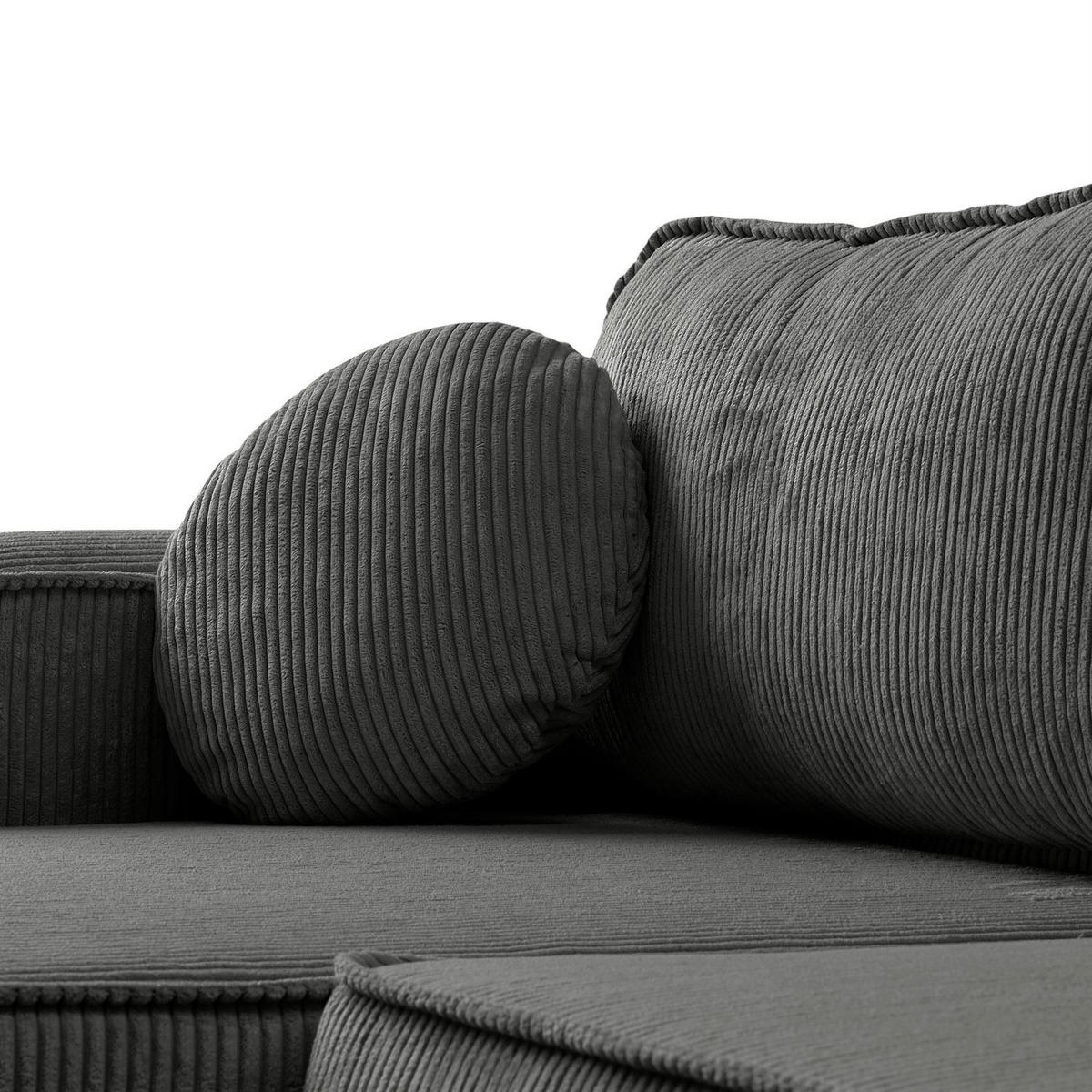 ECKSOFA VENUS mit Schlaffunktion und Bettkasten, Poso 34 - Dunkelgrau, Textil (275/178cm) - Lookway