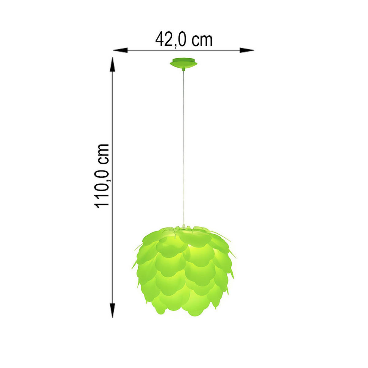 HÄNGELEUCHTE Stahl Grün Blätteroptik - Grün, Metall (42/42/110cm)