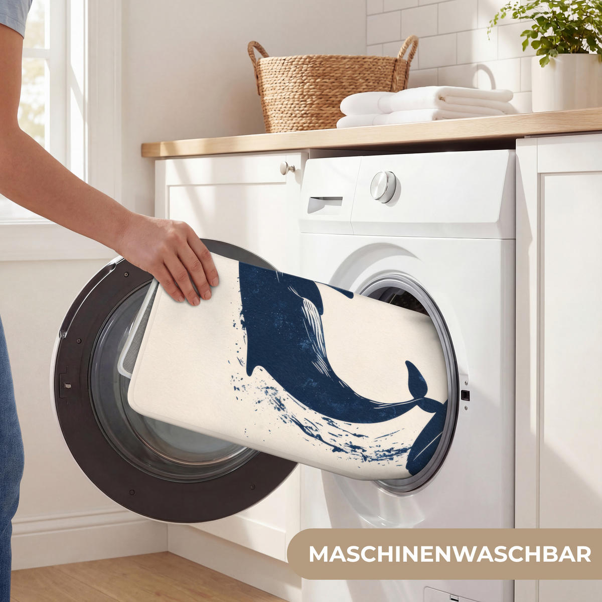 BADEMATTE Wale - Spritzer - Kreis - Dunkelblau 60x90 cm - Dunkelblau, Kunststoff/Textil (60/90cm)