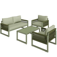 GARTENMÖBEL-SET 120/65/72 cm grün aus Eisen mit Seilgeflecht - Grün, Metall - OKWISH