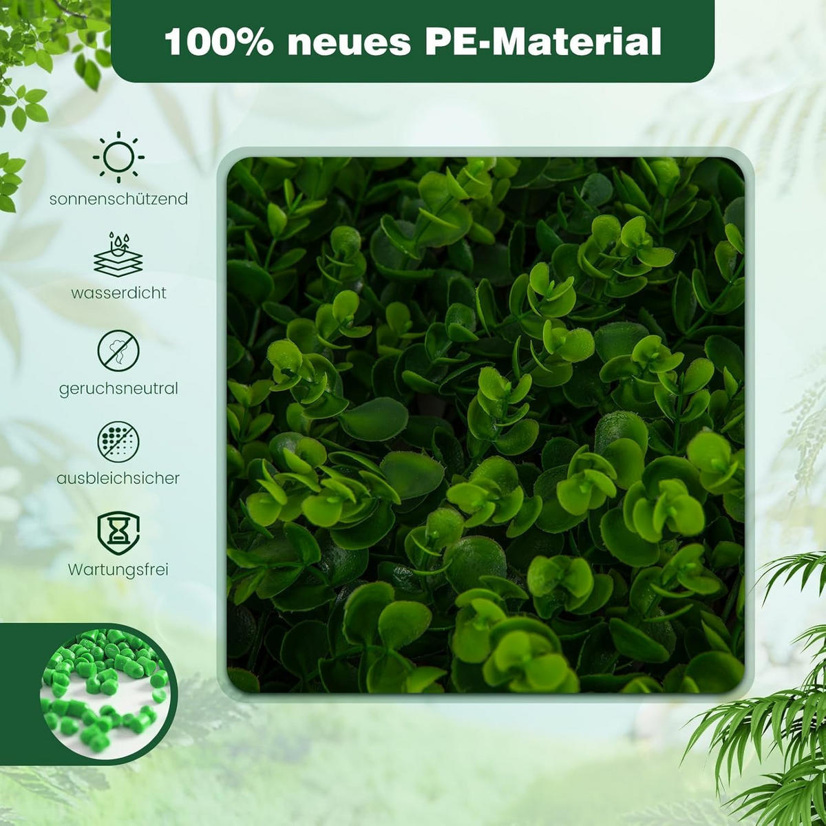UMĚLÁ ROSTLINA zelená - zelená barva, plast (8cm) - COSTWAY