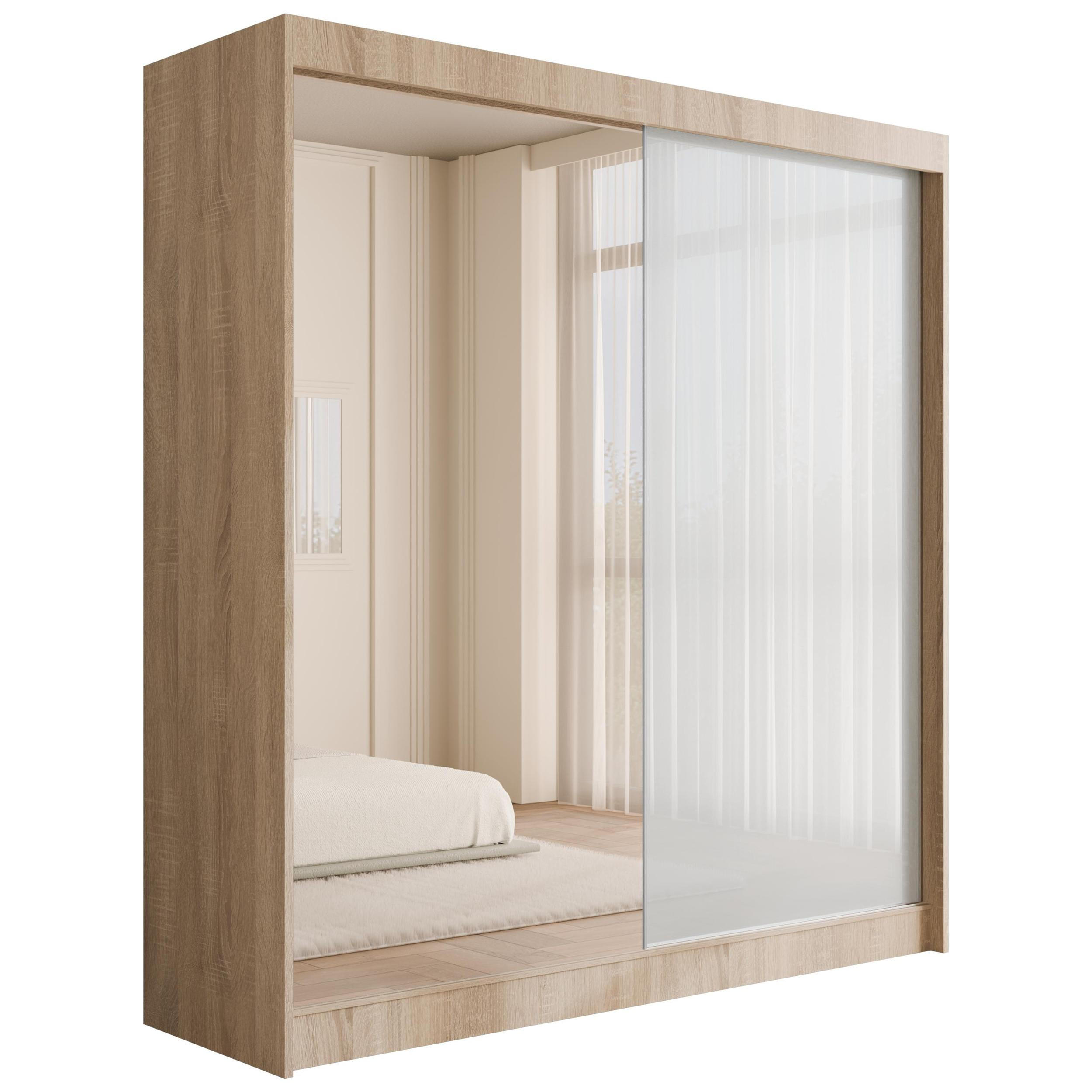 KLEIDERSCHRANK VESLI - 200 cm - Sonoma Eiche|Weiß - Weiß/Sonoma Eiche, Holzwerkstoff (200/215/61cm) - ALTDECOR