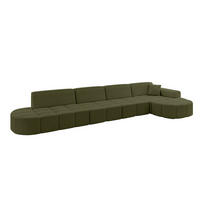 ECKSOFA Ottomane Rechts LIVO-L3 - 422x173x79,5 cm Grün - Grün, Holzwerkstoff/Textil (422/173cm) - ALTDECOR