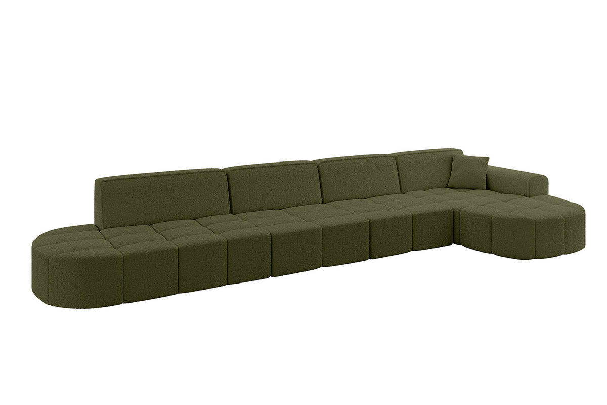 ECKSOFA Ottomane Rechts LIVO-L3 - 422x173x79,5 cm Grün - Grün, Holzwerkstoff/Textil (422/173cm) - ALTDECOR
