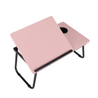 LAPTOP-BETTTISCH mit Getränkehalter Verstellbarer, klappbarer– Rosa mit 5-fach Neigungsverstellung Becherhalter 56x32,5x24 cm - Pink, Metall (32.5/56/24cm) - Livingandhome