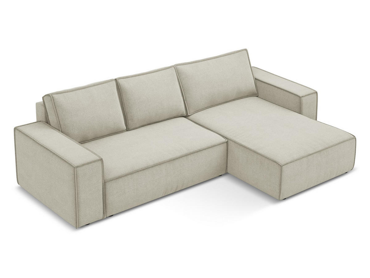 ECKSOFA mit Schlaffunktion Strukturstoff Stoff Beige - Beige/Creme, Kunststoff/Textil (290/185cm) - Makamii