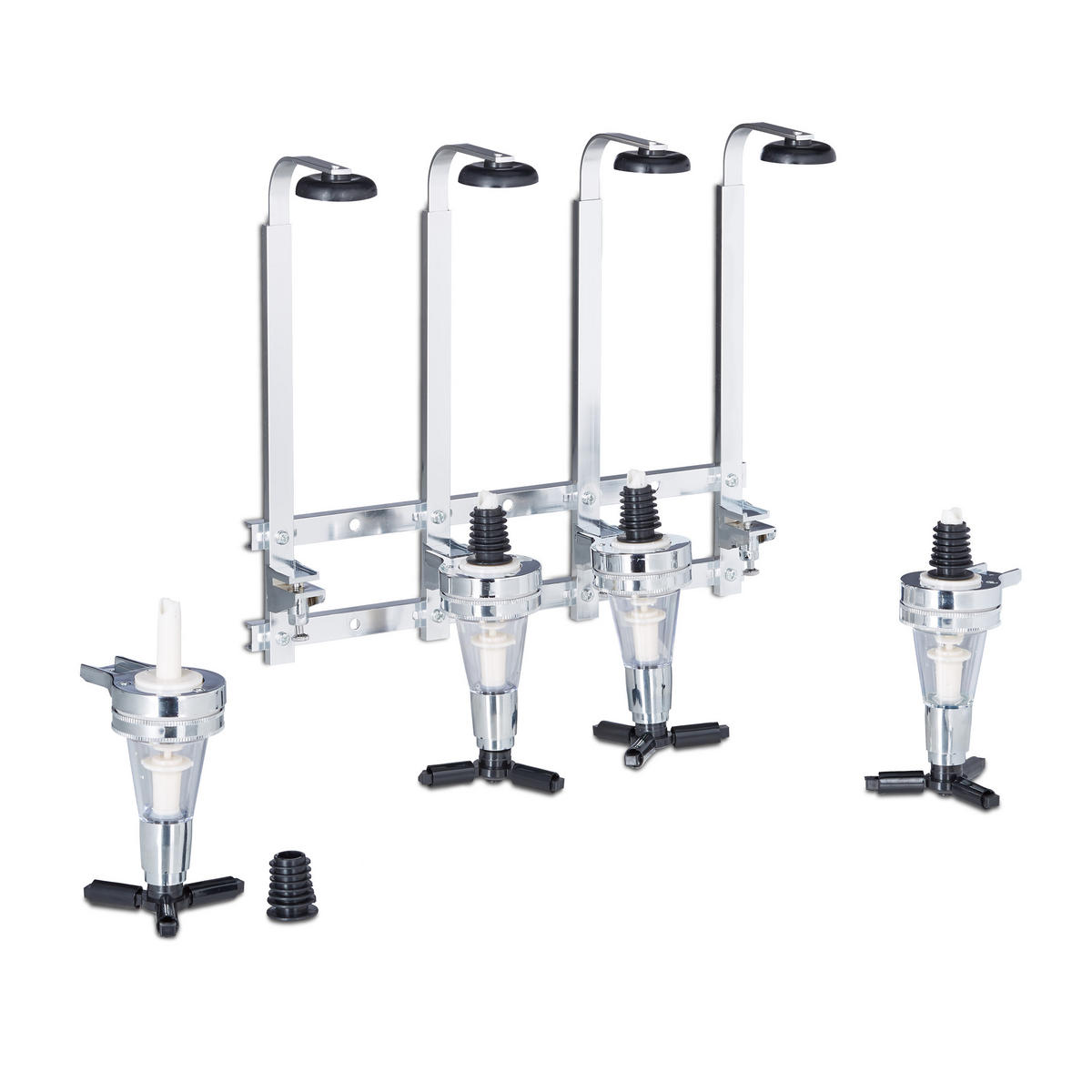 DRŽIAK na flašu - strieborná, kov/plast (35.5/36/11cm) - Relaxdays